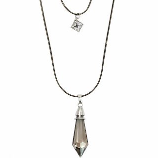Photo of Fashion double chain pendant crystal columns necklace