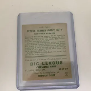 Photo of Babe Ruth #53 Goudy Gum 1933 Replica Baseball Card