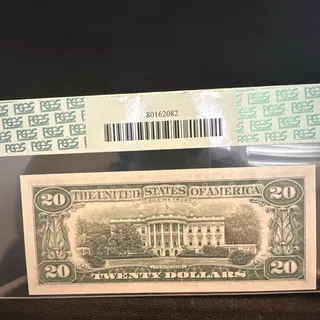 Photo of Very Rare $20.00 bill uncirculated very low serial numbers from the 1988 series