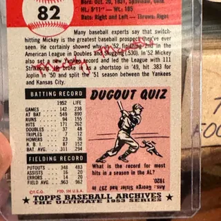 Photo of 1953 Topps archives  of Great Mickey Mantle 