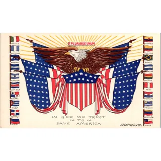 Photo of WWII In God We Trust to Save America 1941 - Original Postcard TJ9-P1