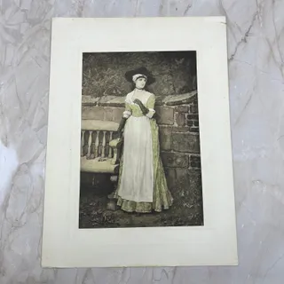Photo of 1880s Photo Etching “Olivia” Victorian Woman George H. Boughton 9.5x13” FL3
