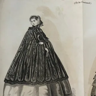 Photo of 1861 Women's Spring Fashions 3 Page Engraving Fold Out Godey's Lady's Book D4-8
