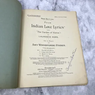 Photo of Antique 1902 Indian Love Lyrics Sheet Music And Lyrics Boosey Co. Ny TK2-SM