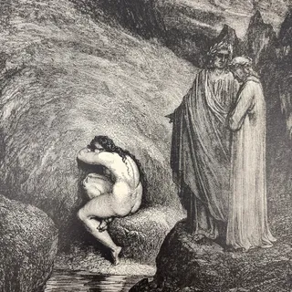 Photo of Original 1880s Gustave Dore Engraving Dante ancient soul Of wretched Myrrha FL4