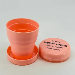 Photo of Vtg Advertising Telescoping Cup Kountry Kitchen Titonka Iowa Madetzke 2.5”