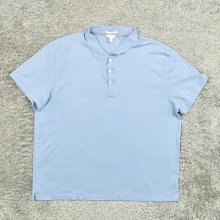 Photo of Calvin Klein Men's Adult Size 2XL Polo Liquid Touch Blue Cotton Short Sleeve