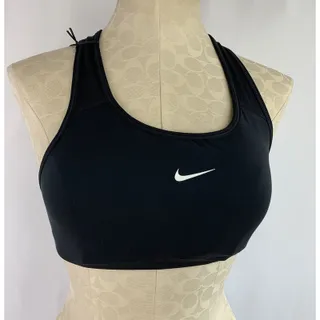 Photo of Small Nike Swoosh Bra Black Running Training Style BV3636 Dri-Fit Classic St