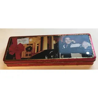 Photo of Elvis Presley Holiday Chocolates Hinged Tin 1999 Russell Stover 12 1/4" x 4 1/2"