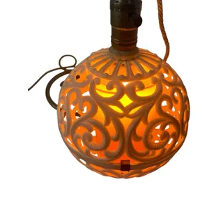 Photo of Hard Plastic MidCentury Light Fixture Hanging Plug in Working