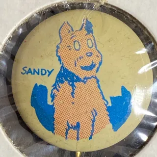 Photo of Sandy Kellogg's Pep Pinback Cereal Premium Prize c1945-46