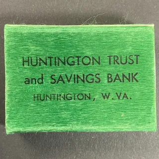 Photo of Season's Greetings Huntington Trust Bank WV Matchbox c1965-75 Green Fiber* VGC