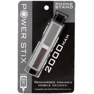 Photo of Power Stix 2000 mAh Power Bank with Phone Stand, Black/Gray