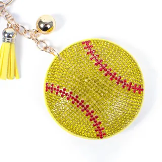 Photo of Gold Bling Crystal Baseball Sport Tassel Keychain, By Nollia