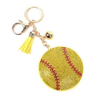 Photo of Gold Bling Crystal Baseball Sport Tassel Keychain, By Nollia