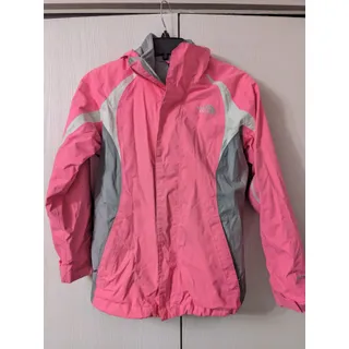 Photo of The North Face Girls Pink Rain Hooded Zipper Front Winter Jacket Coat Size L/G