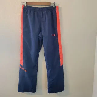Photo of Under Armour Boys Sz L Loose Fit Track Pants Blue Orange