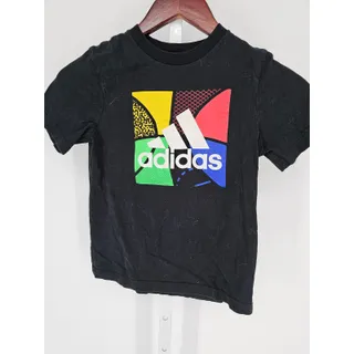 Photo of Adidas Boys Sz 6 Short Sleeve Crew Neck T Shirt Black Graphic Basketball