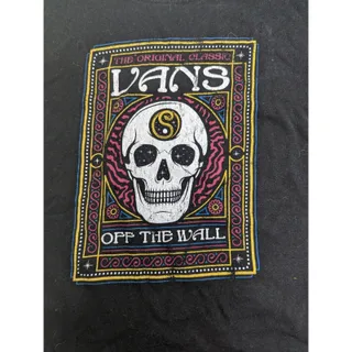 Photo of Vans Off the Wall Boys Sz L T Shirt Black Skull Graphic