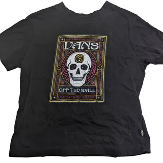 Photo of Vans Off the Wall Boys Sz L T Shirt Black Skull Graphic