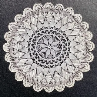 Photo of Vintage Large Handmade Star Crochet Ivory Lace Doily Centerpiece Decor 22" Round
