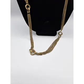 Photo of Vintage 1990s Brushed Gold Multi Strand Chain Necklace Long
