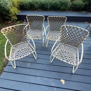 Photo of Vintage Brown Jordan Tamiami Spring Base Patio Deck Chair Furniture Set of 4