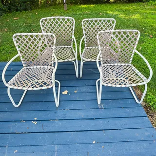 Photo of Vintage Brown Jordan Tamiami Spring Base Patio Deck Chair Furniture Set of 4