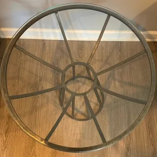 Photo of Pottery Barn 25" Caged Metal Base Bistro/Side Table with Clear Glass Top from Model Home