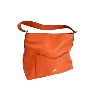 Photo of Anne Klein Vegan Leather Peachy Orange Shoulder Bag Zip Top