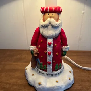 Photo of Vintage Santa's Workbench Novelty Resin Lamp Light, Father Christmas in box TA6