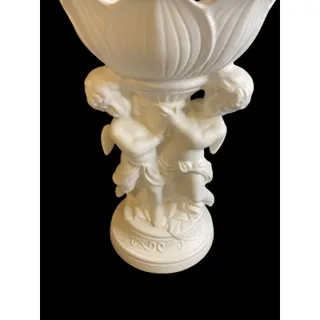 Photo of 1960s Rubens Centerpiece Planter Cherubs 9" White Porcelain