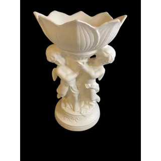 Photo of 1960s Rubens Centerpiece Planter Cherubs 9" White Porcelain