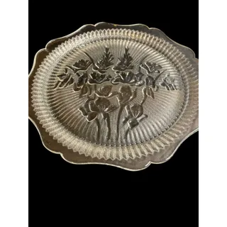 Photo of Vintage Jeanette Clear Glass Iris and Herringbone Plate 8"