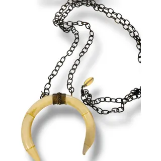 Photo of Liv H Grace Faux Tusk 3" Pendant Boho 44" Chain Antiqued Look