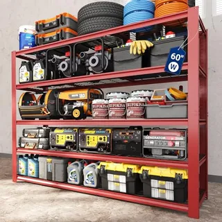 Photo of 60″ W Garage Shelving, 5 Tier Storage Shelves Load 1500LBS