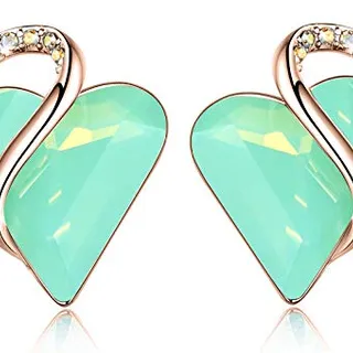 Photo of Mothers Day Gifts 18K Rose Gold Plated Love Heart Stud Earrings with Healing Stone Crystal
