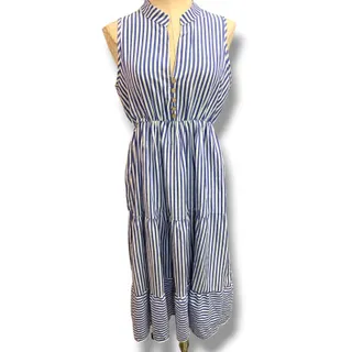 Photo of Medium Summer Dress Blue White Striped Flowy Sleeveless