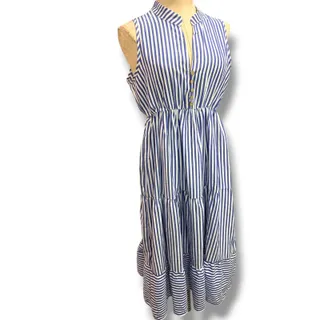 Photo of Medium Summer Dress Blue White Striped Flowy Sleeveless
