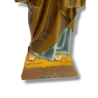 Photo of Vintage St. Antonio Anthony Statue 14" Made in Portugal Wooden Base Damage