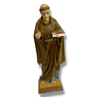 Photo of Vintage St. Antonio Anthony Statue 14" Made in Portugal Wooden Base Damage