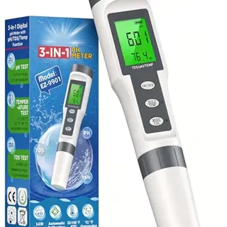 Photo of pH Meter, Digital 3-in-1 for Drinking Water, Aquarium, Pool, Hydroponics, Hot Tub, Garden, Wine, Lab