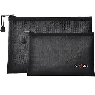 Photo of Fireproof Safe Money Document Bags – 2 Pack 13.4″ x 9.8″ and 10.6″ x 6.7″