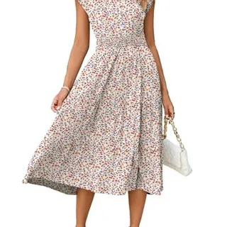 Photo of Floral Boho Ruffle Summer Midi Dress