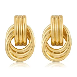 Photo of 14K Gold Plated Geometric Chunky Knot Earrings