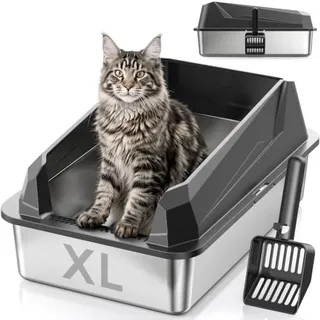 Photo of XL Cat Litter Box: High-Sided Anti-Urine Leakage