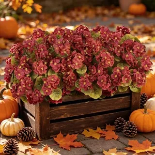 Photo of Artificial Fall Flowers for Outdoors, 6PCS Silk Geraniums