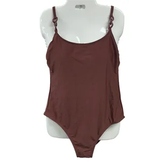 Photo of New Kona Sol Womens Large Solid Chocolate Brown Padded Bra One Piece Swim Suit