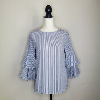 Photo of BeachLunchLounge Striped Bell Sleeve Blouse XS