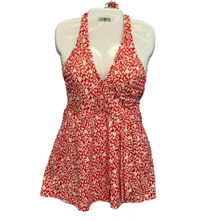 Photo of New Draper James Womens Small UPF 50+ Summer Picnic Faux Wrap Halter Swim Dress